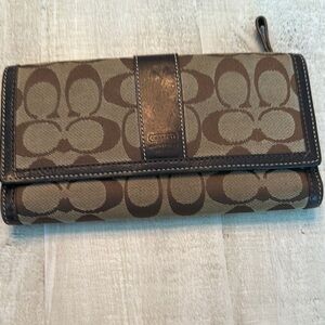 Coach Signature Brown and Tan Wallet